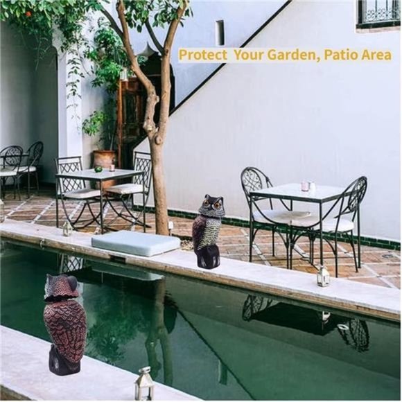 Owl Decoy 360 Rotate Head, Scarecrow Fake Owls Natural Enemy Realistic Owls - Picture 6 of 7